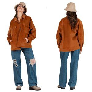 Lucca Couture Haines Solid Faux Suede Shacket NWT in Spice Small